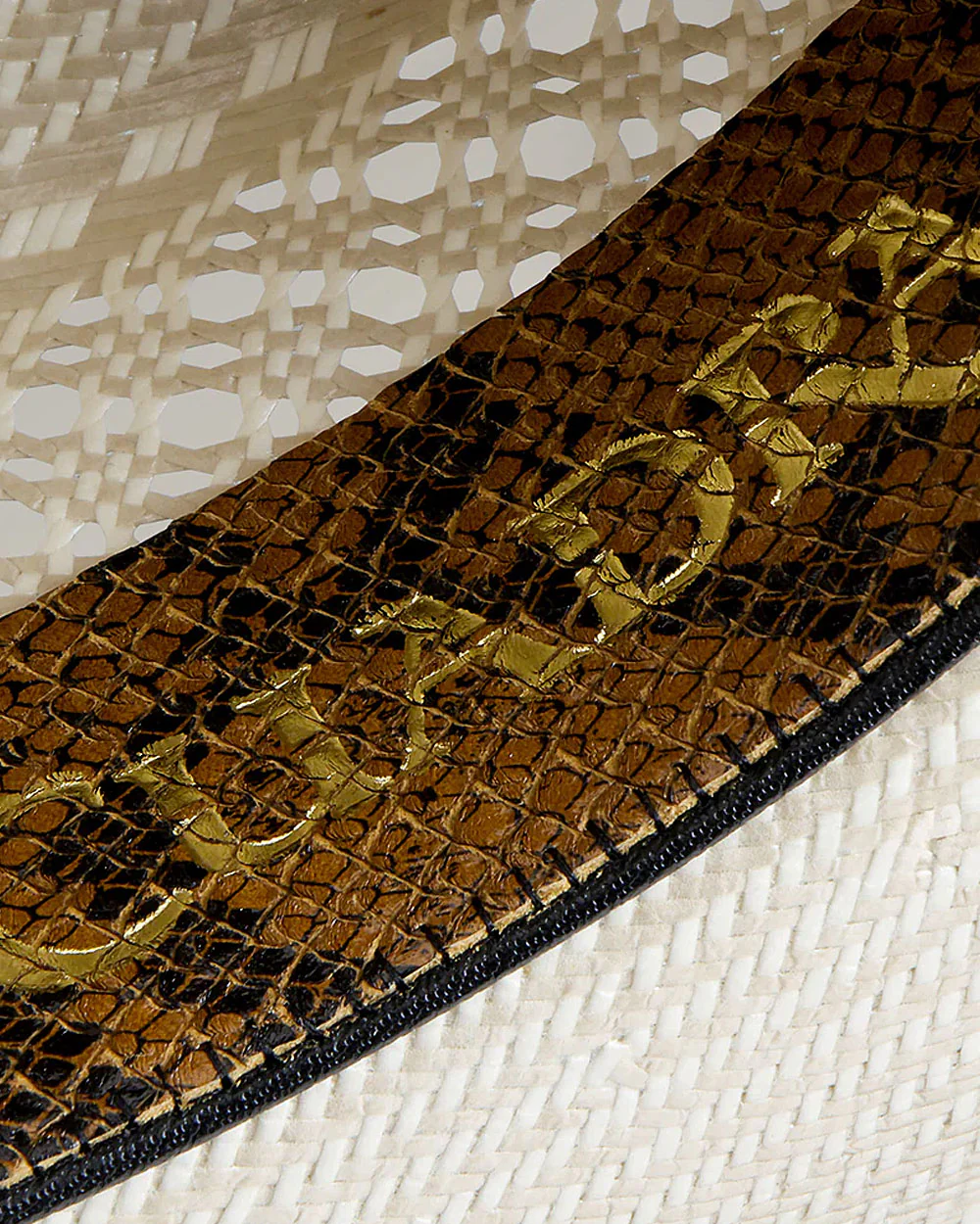 Ivory 30x Natural Handwoven Shantung Cowboy Hat with Python & Calfskin Details