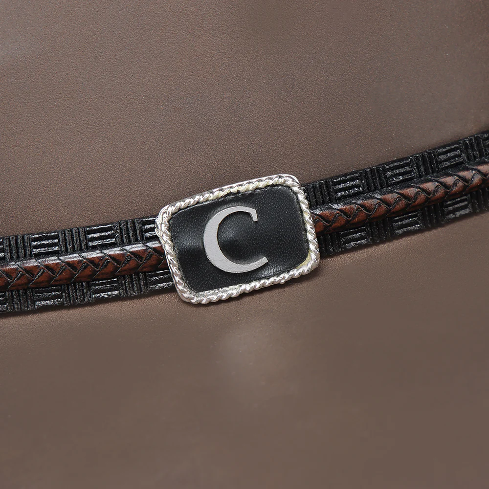 Brown Handcrafted Genuine Bovine Leather Dexter Hat with Engraved Band