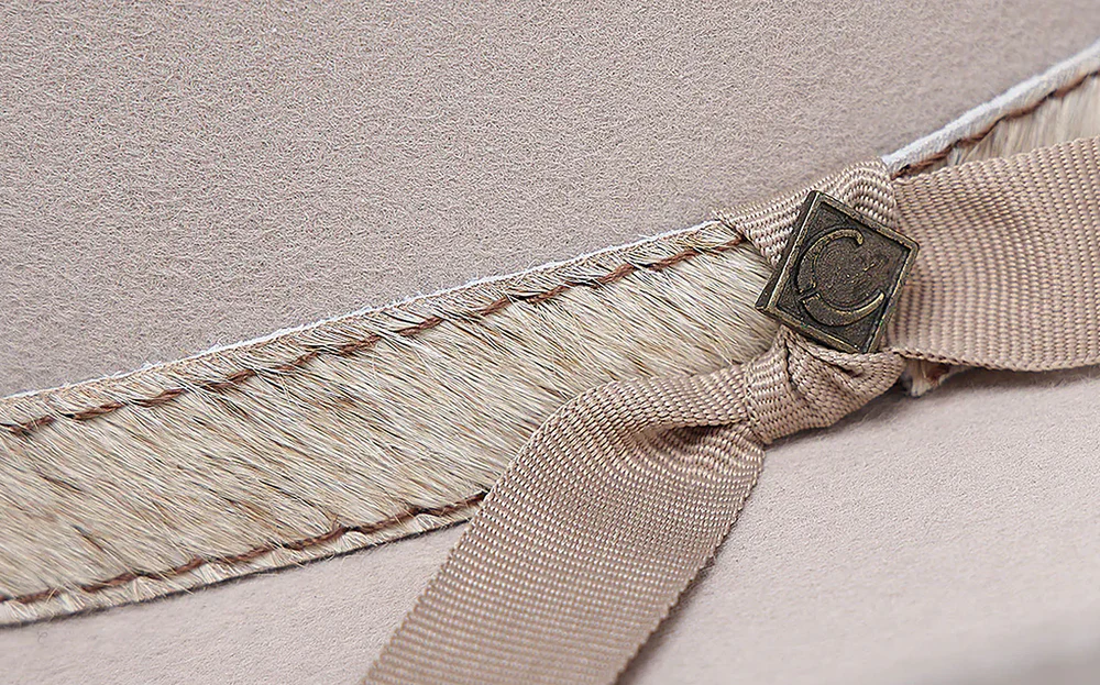 Unisex Wool Hat with Genuine Bovine Leather Band and Satin Lining