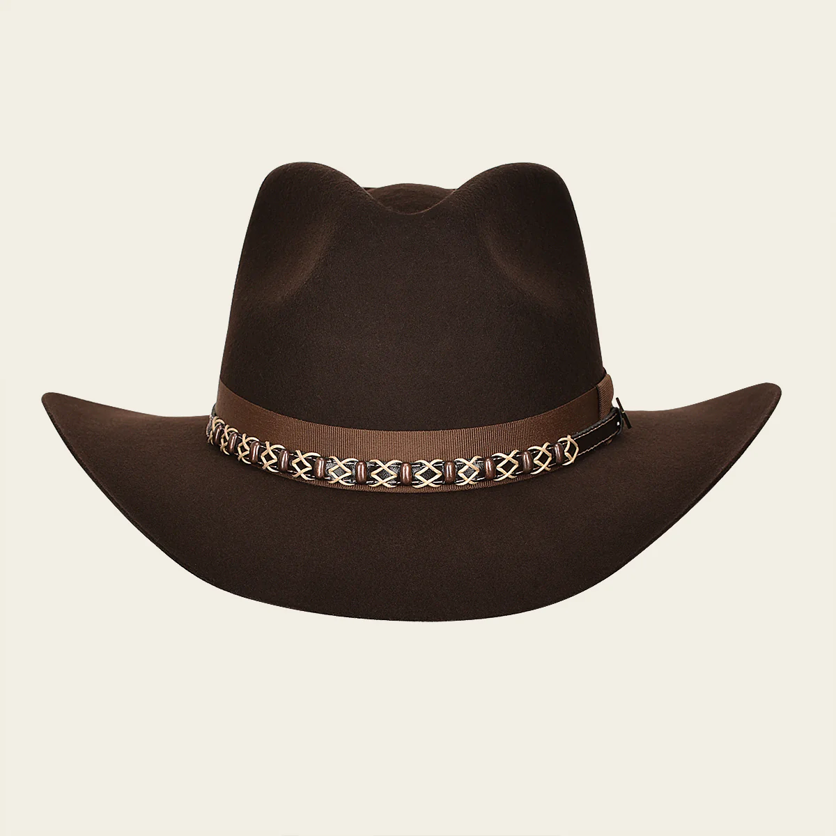 Cuadra Dark Brown Wool Felt Hat with Braided Leather Band