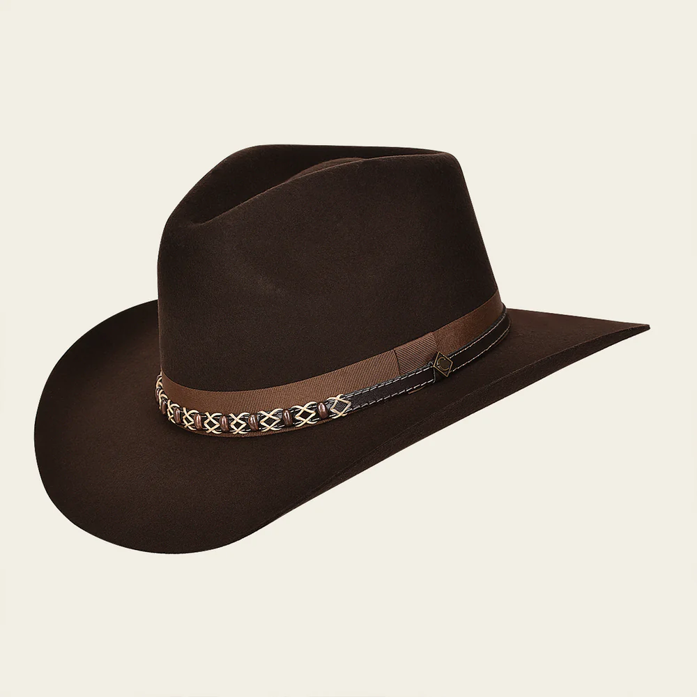 Cuadra Dark Brown Wool Felt Hat with Braided Leather Band