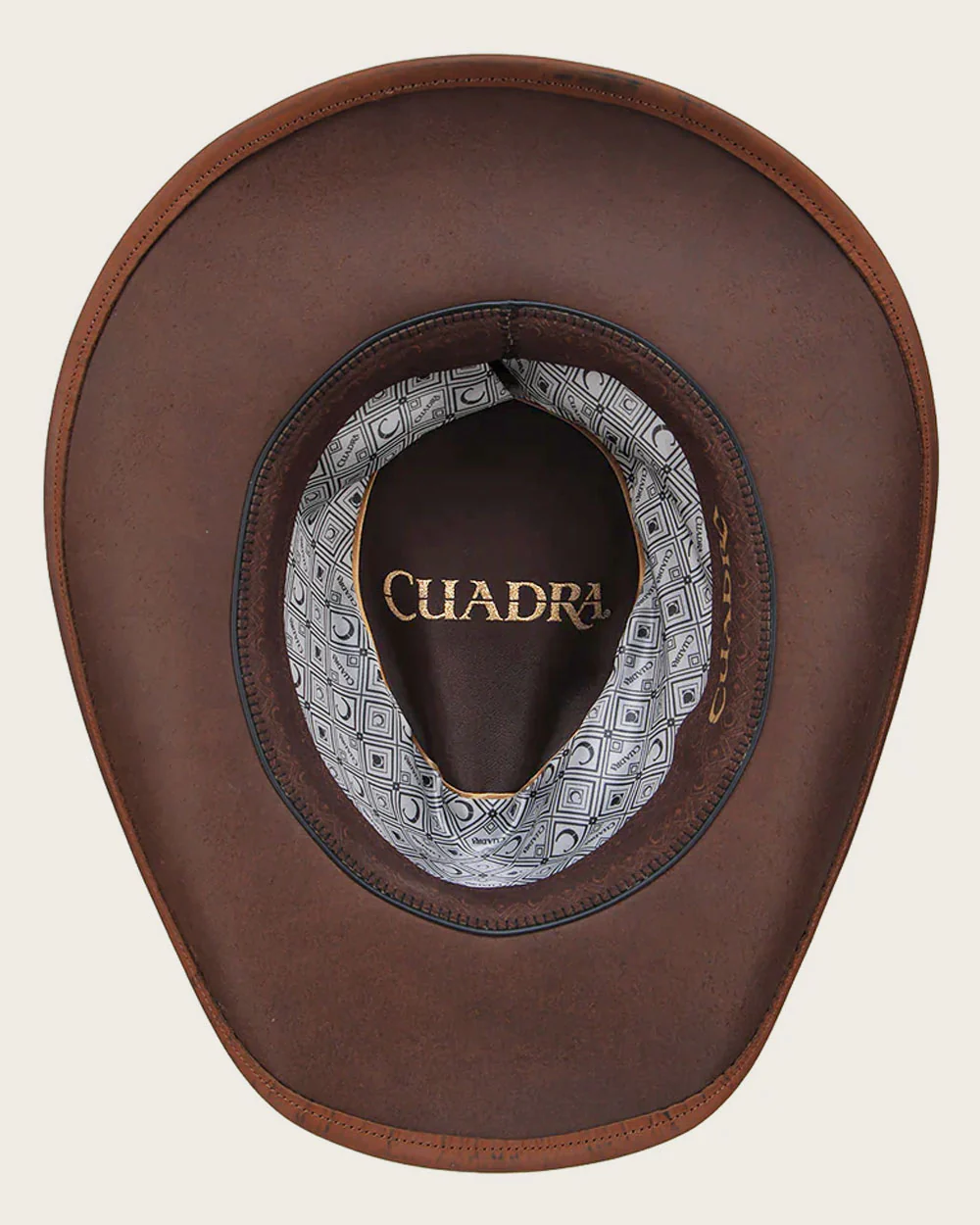 Brown Handcrafted Genuine Bovine Leather Hat with Engraved Band