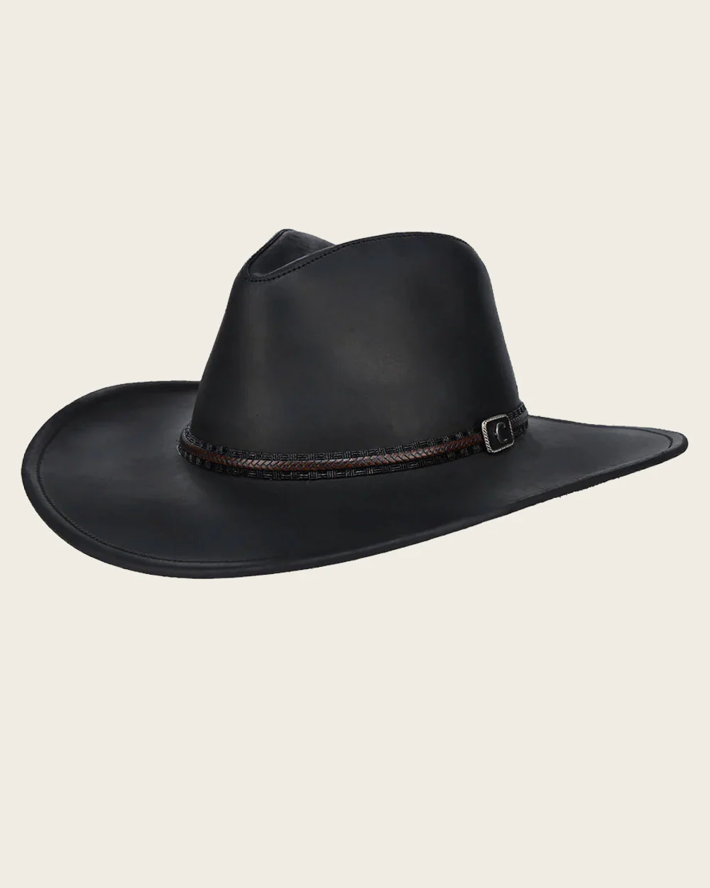Black Handcrafted Genuine Bovine Leather Dexter Hat with Engraved Band 10 Black Handcrafted Genuine Bovine Leather Dexter Hat with Engraved Band