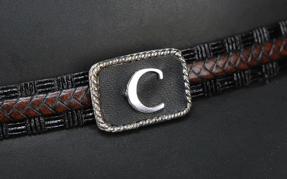 Black Handcrafted Genuine Bovine Leather Dexter Hat with Engraved Band 16 Black Handcrafted Genuine Bovine Leather Dexter Hat with Engraved Band