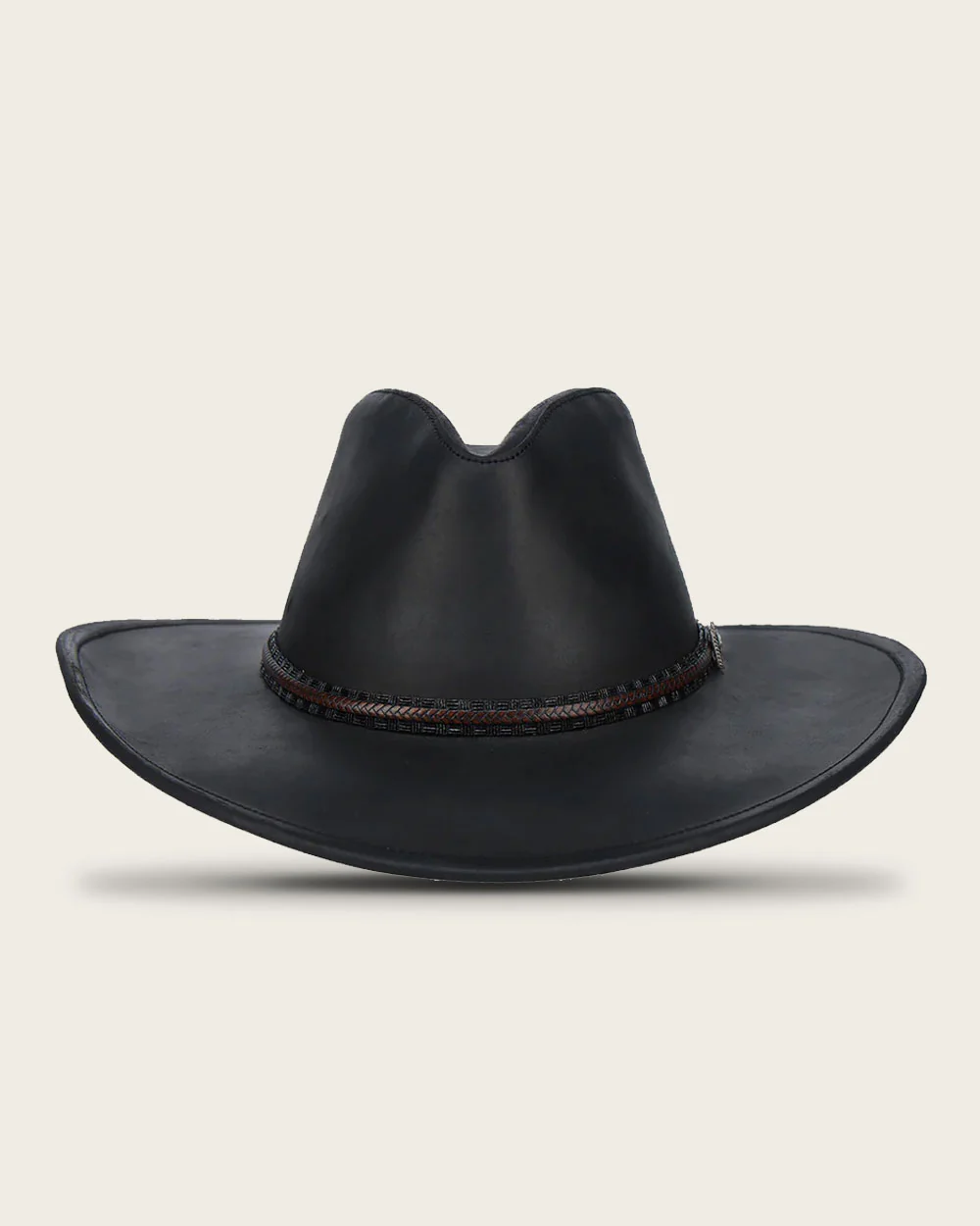 Black Handcrafted Genuine Bovine Leather Dexter Hat with Engraved Band 4 Black Handcrafted Genuine Bovine Leather Dexter Hat with Engraved Band