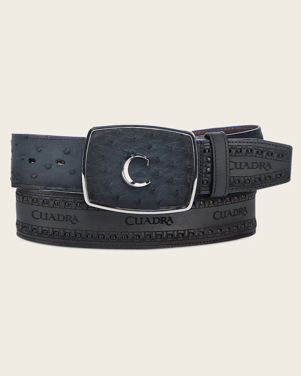 Navy and Black Rodeo Ostrich Belt