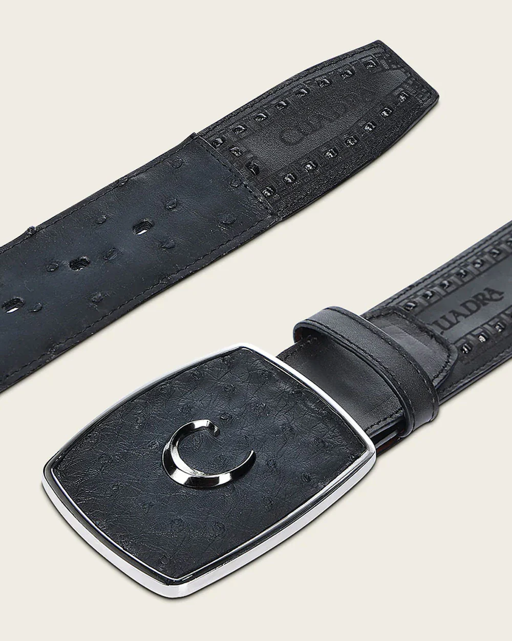 Navy and Black Rodeo Ostrich Belt