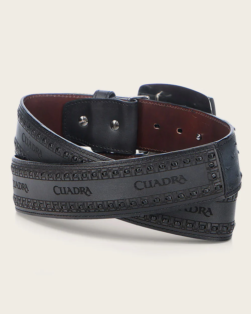 Navy and Black Rodeo Ostrich Belt