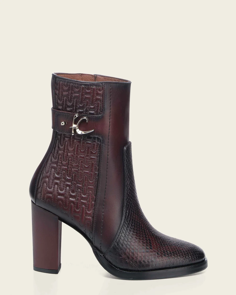 Franco Cuadra Luxury Women’s Modern Python Leather Fashion Boot in Wine