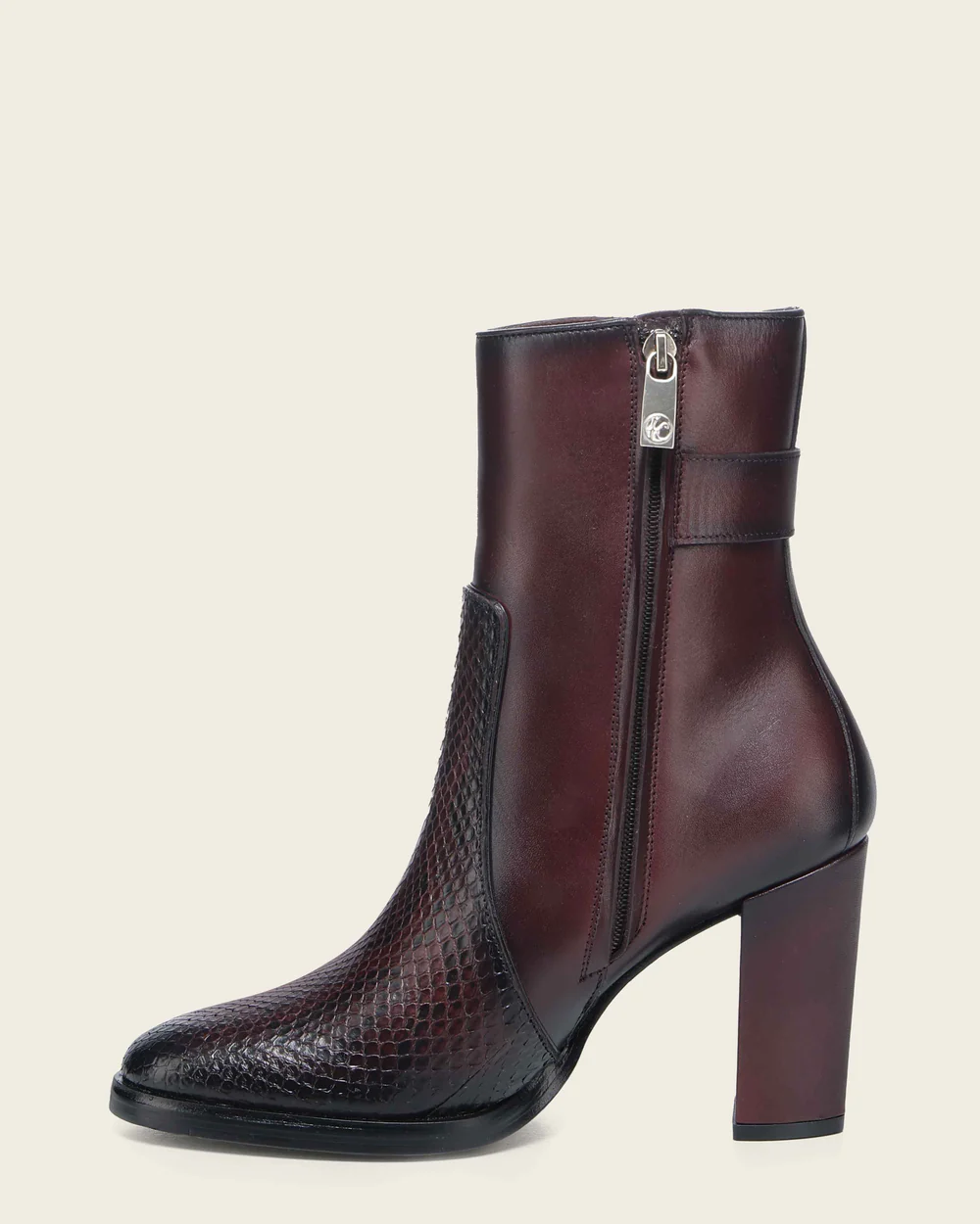 Franco Cuadra Luxury Women’s Modern Python Leather Fashion Boot in Wine