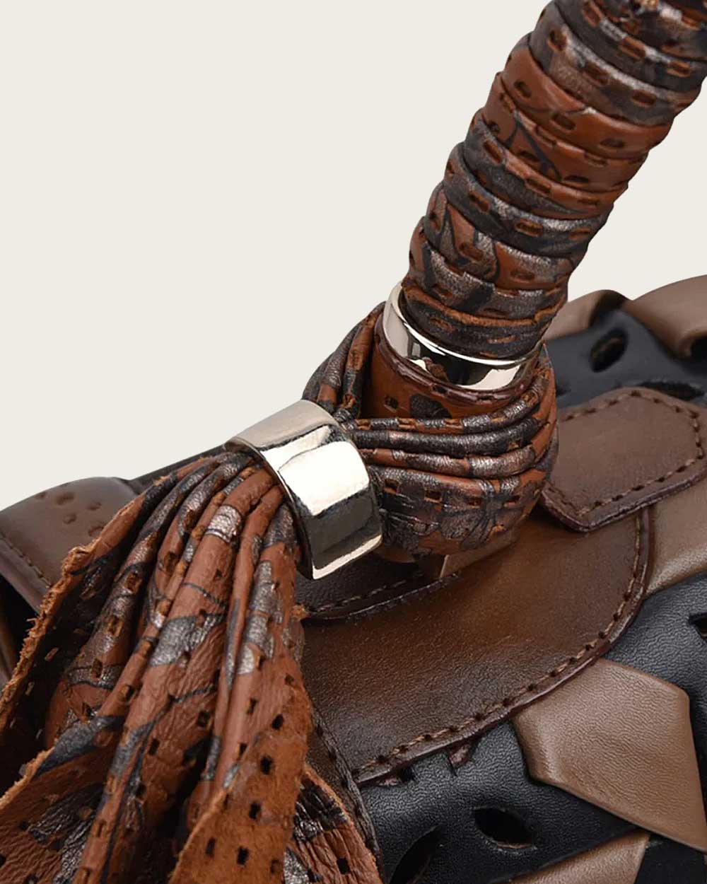 Brown Printed Top Handle Handbag 13 Brown Printed Top Handle Handbag