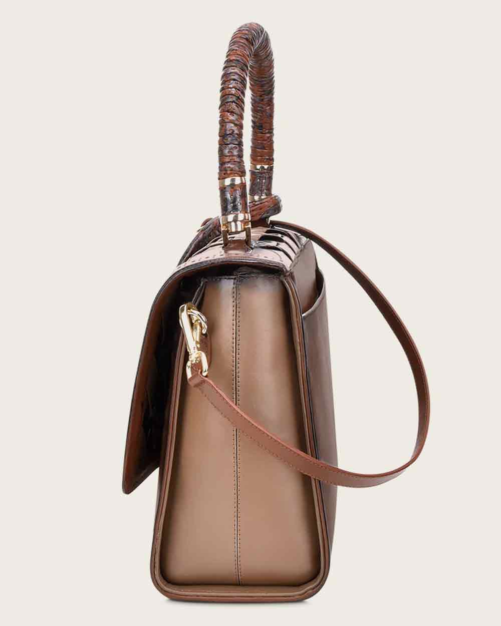 Brown Printed Top Handle Handbag 17 Brown Printed Top Handle Handbag