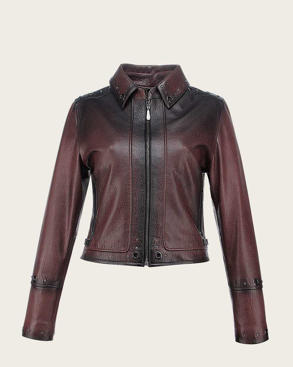 Brown Zipper and Studs Leather Jacket 10 Brown Zipper and Studs Leather Jacket