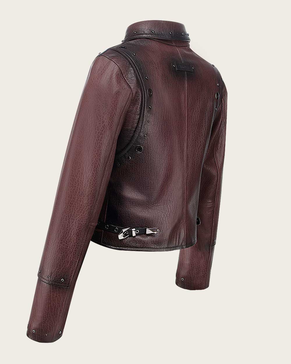 Brown Zipper and Studs Leather Jacket 6 Brown Zipper and Studs Leather Jacket