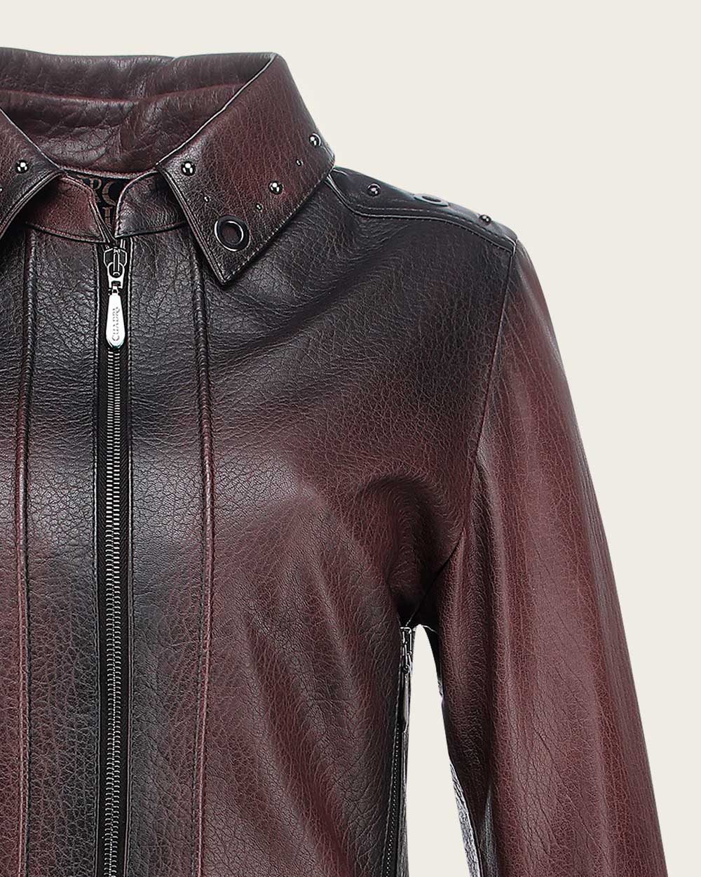 Brown Zipper and Studs Leather Jacket 8 Brown Zipper and Studs Leather Jacket