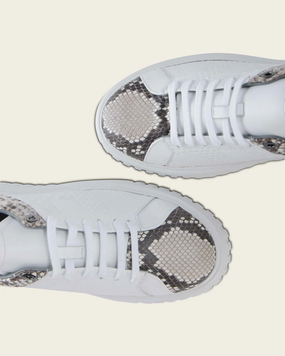 Cuadra Casual Luxury Women’s White Python Leather Sneaker