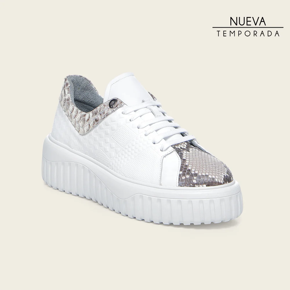 Cuadra Casual Luxury Women’s White Python Leather Sneaker