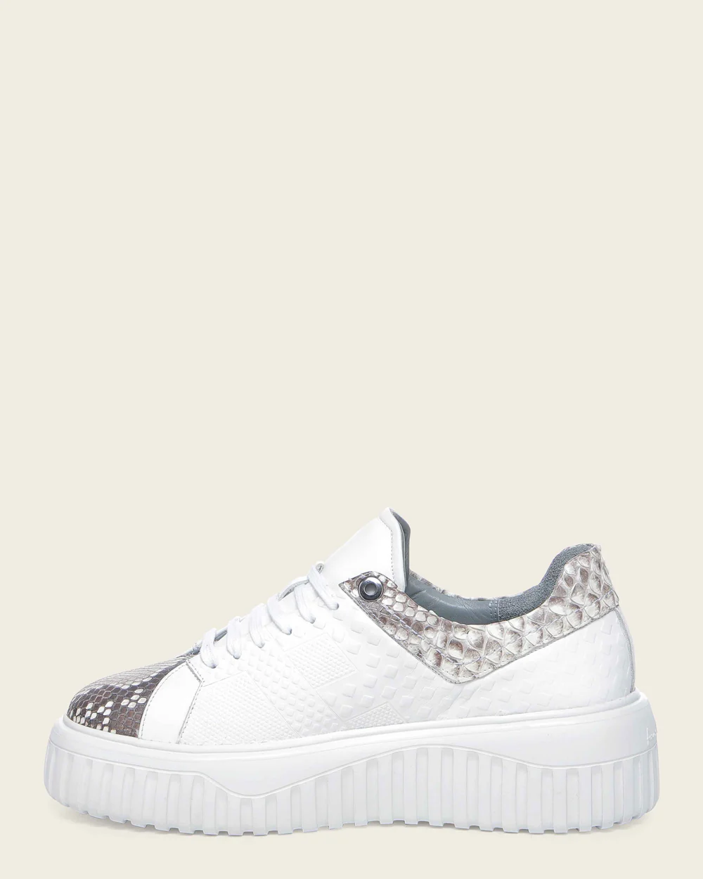 Cuadra Casual Luxury Women’s White Python Leather Sneaker
