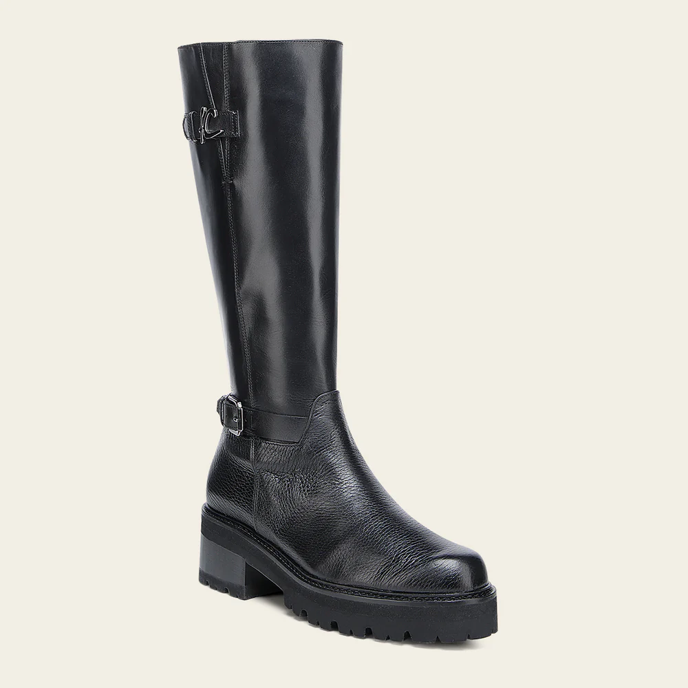Luxury Women’s Tall Black Boot in Genuine Deer Leather
