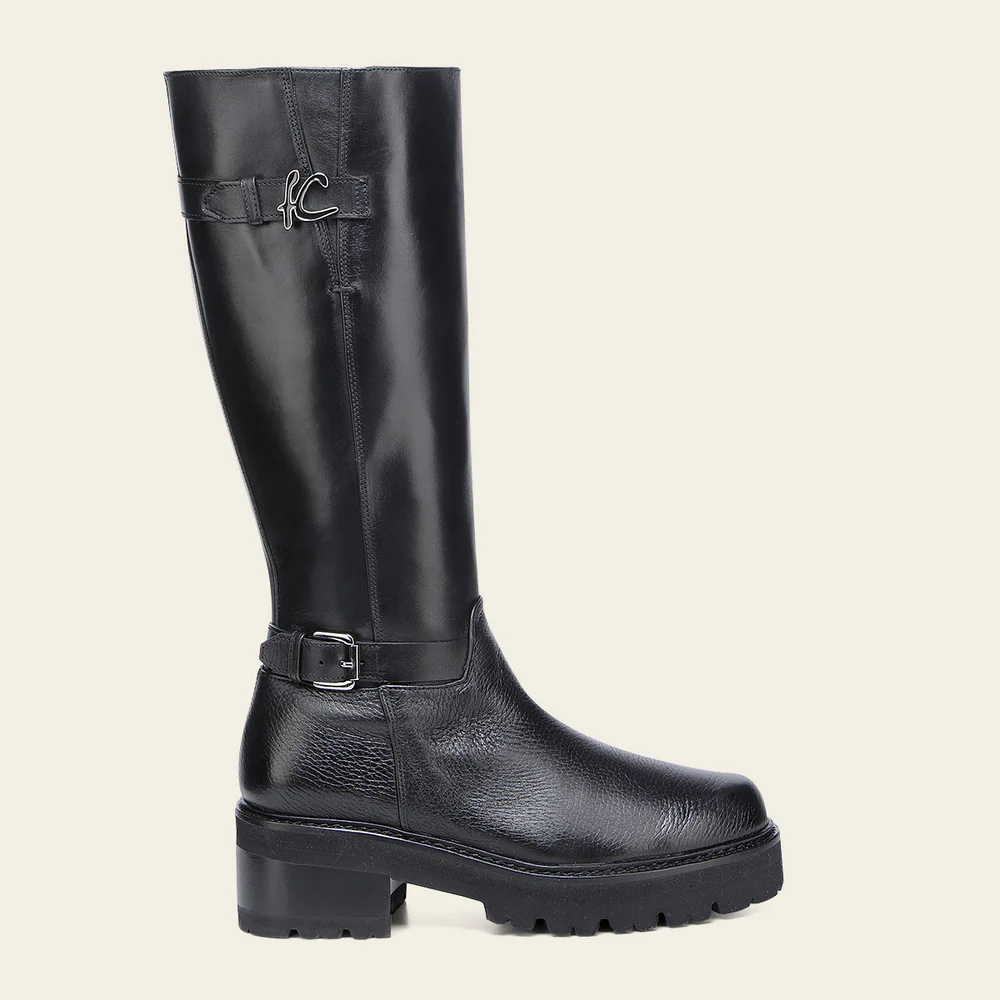 Luxury Women’s Tall Black Boot in Genuine Deer Leather