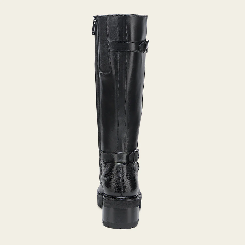 Luxury Women’s Tall Black Boot in Genuine Deer Leather
