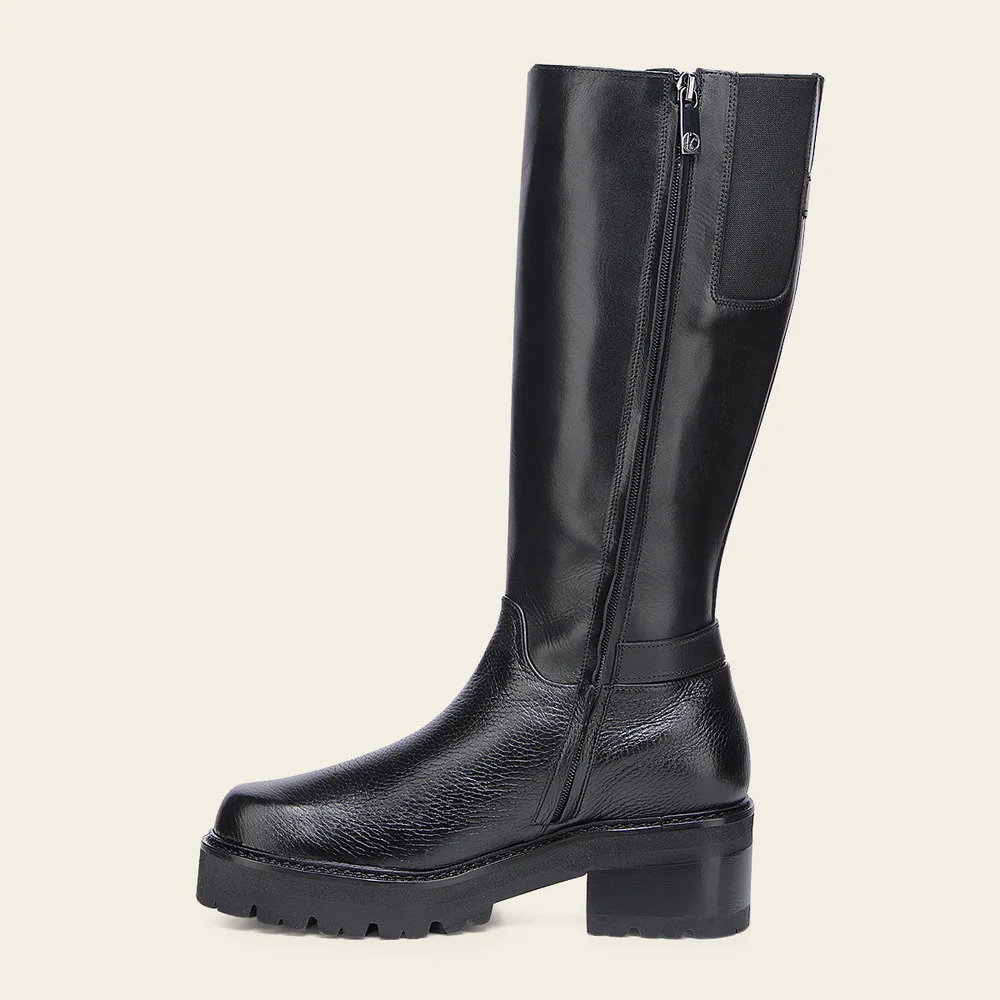 Luxury Women’s Tall Black Boot in Genuine Deer Leather