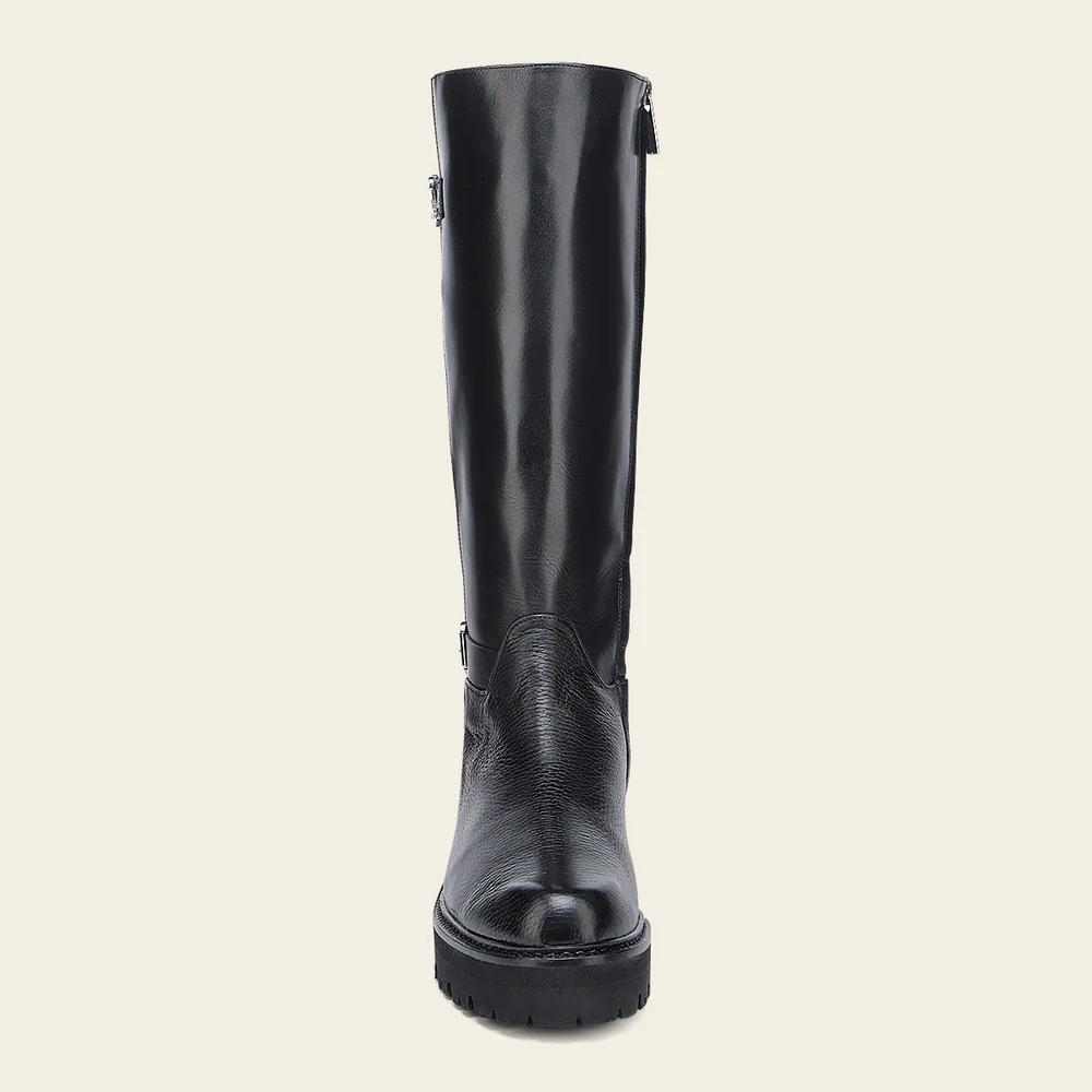 Luxury Women’s Tall Black Boot in Genuine Deer Leather