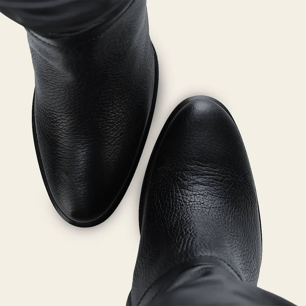 Tall Wrinkled Black Women Boot in Deer