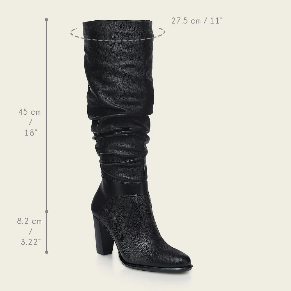 Tall Wrinkled Black Women Boot in Deer