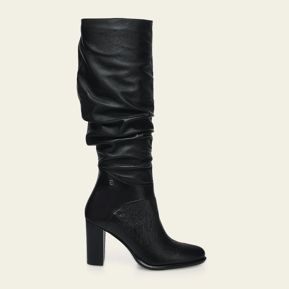 Tall Wrinkled Black Women Boot in Deer