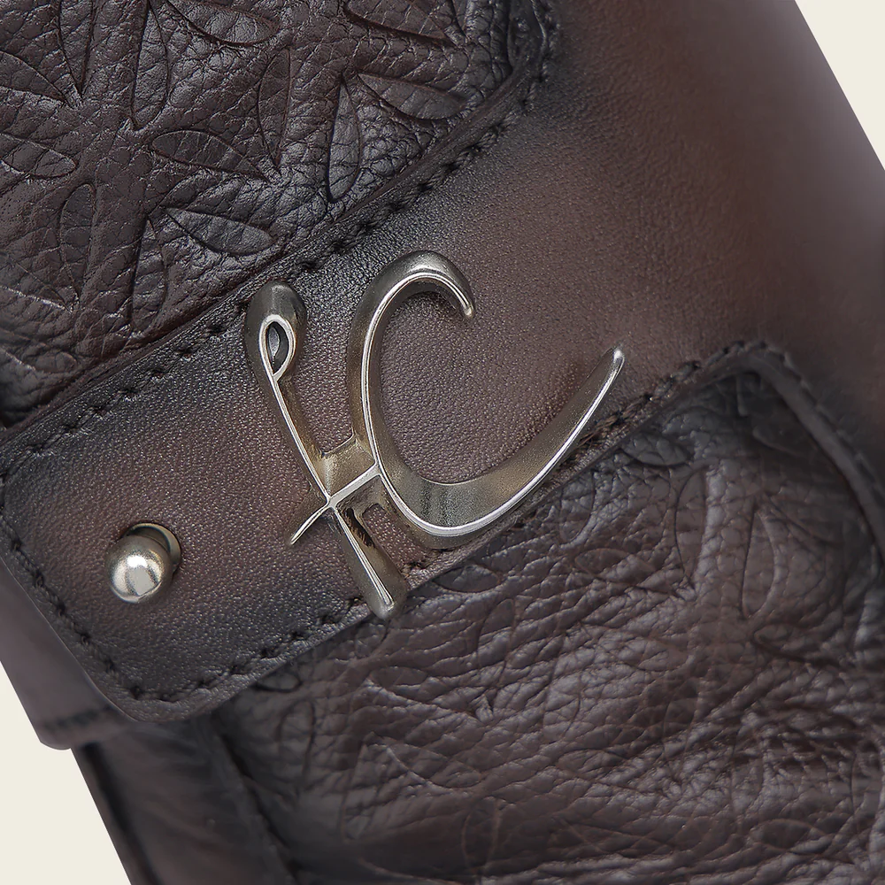 Engraved Brown Contrasting Deer Tall Boot