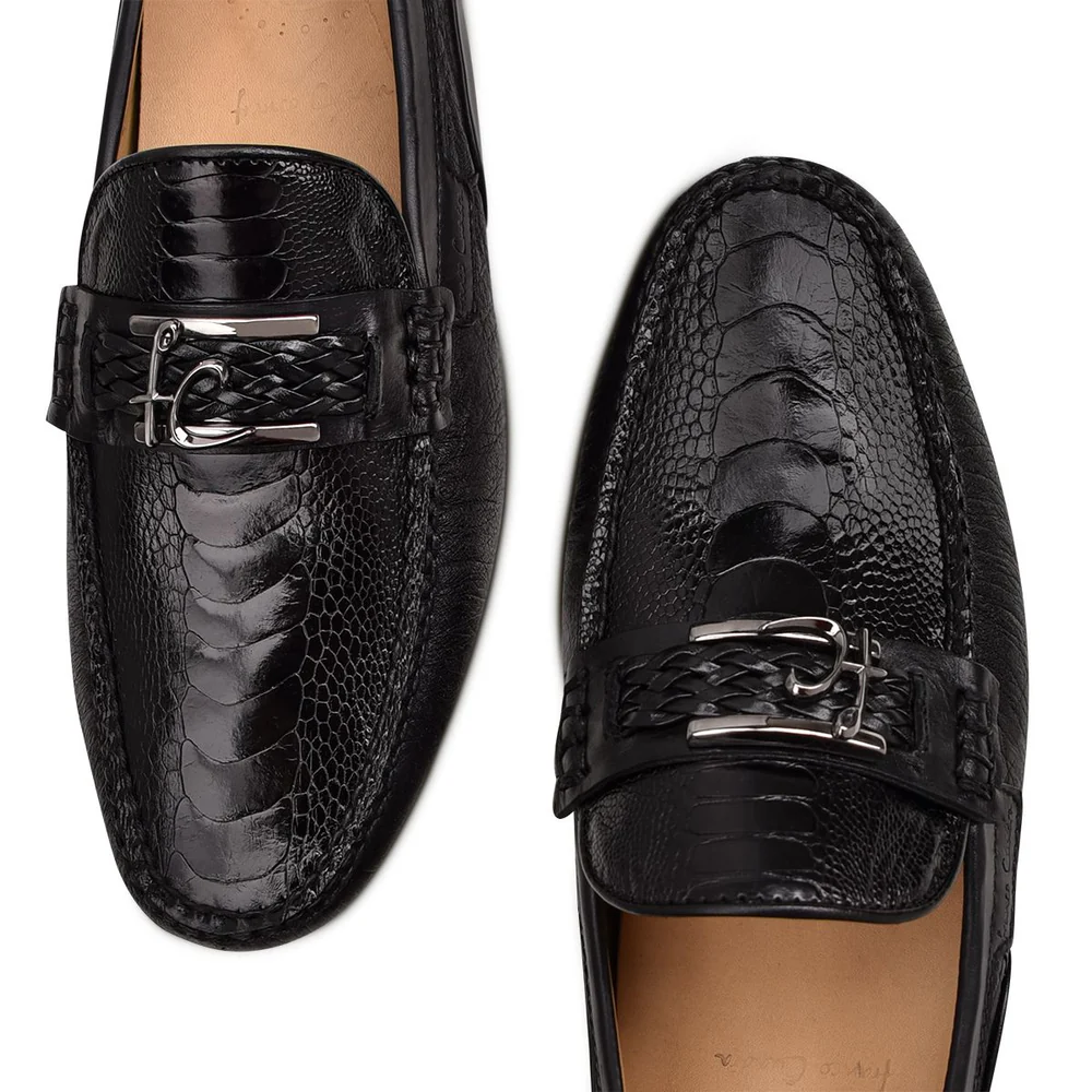 Exotic black leather driver