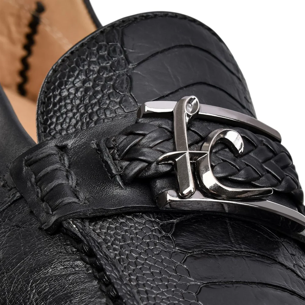 Exotic black leather driver