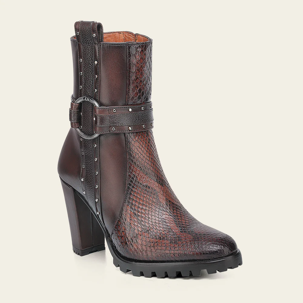 Casual and Urban Brown Python Booties