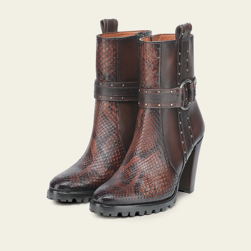 Casual and Urban Brown Python Booties