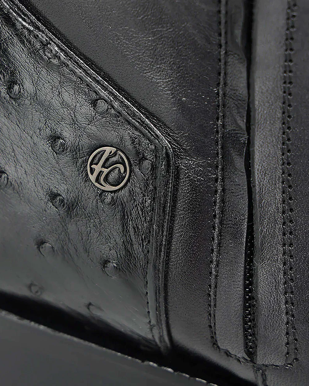 Franco Cuadra Men’s Black Dress Boots in Genuine Ostrich Leather