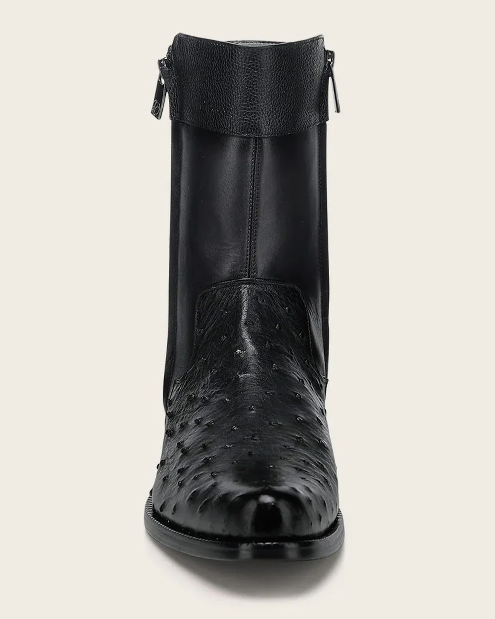 Franco Cuadra Men’s Black Dress Boots in Genuine Ostrich Leather