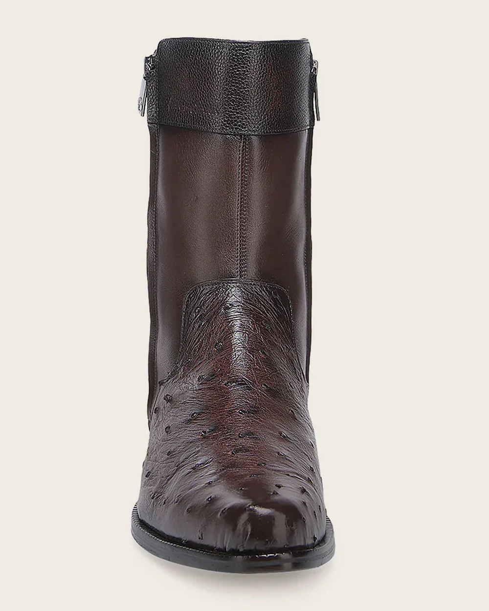 Hand-Shaded Brown Men’s Dress Boot in Genuine Ostrich and Bovine Leather 13 Hand-Shaded Brown Men’s Dress Boot in Genuine Ostrich and Bovine Leather