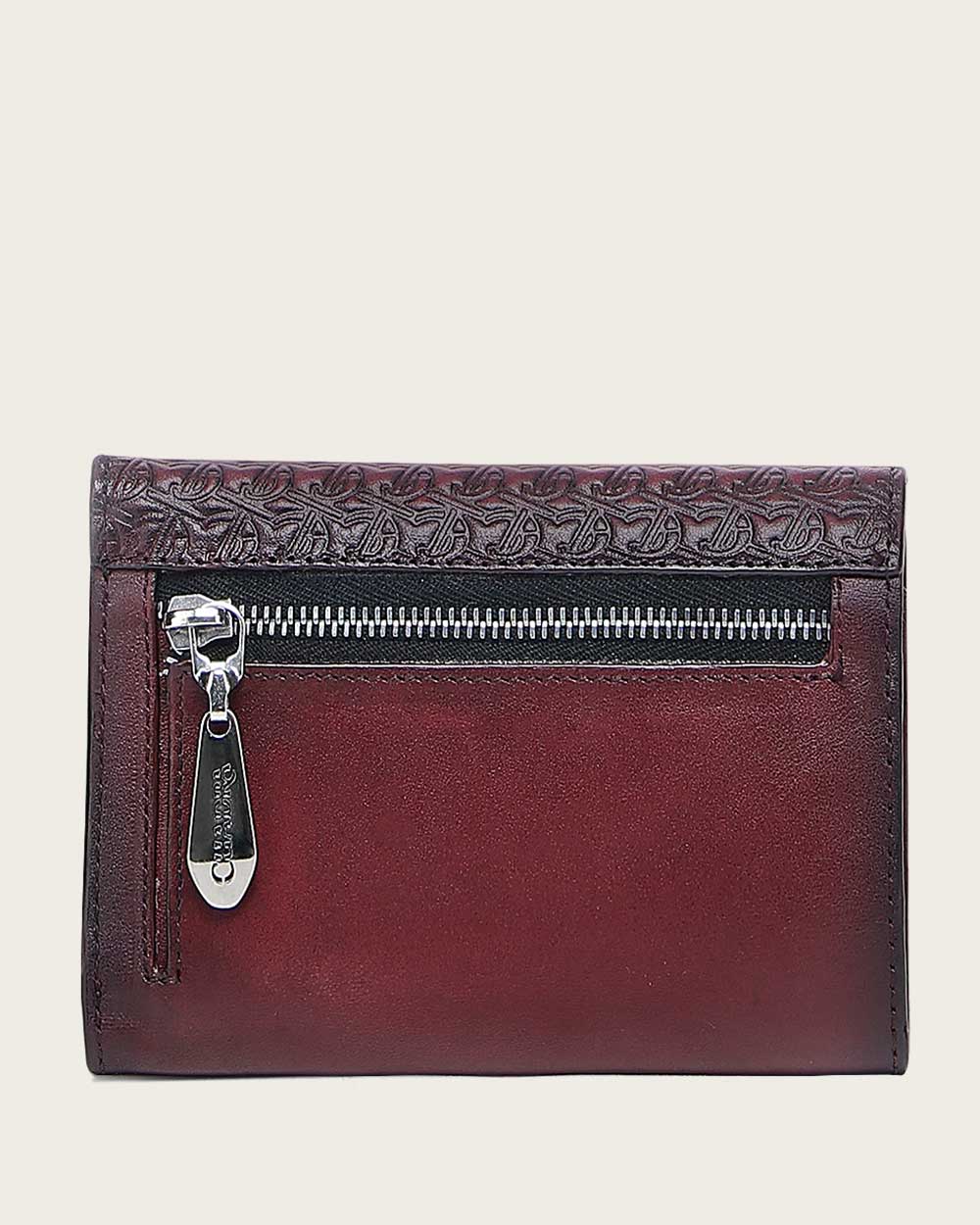 Wine engraved trifold wallet