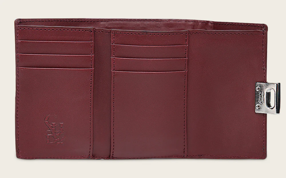 Wine engraved trifold wallet