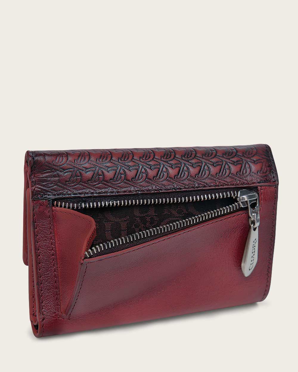 Wine engraved trifold wallet