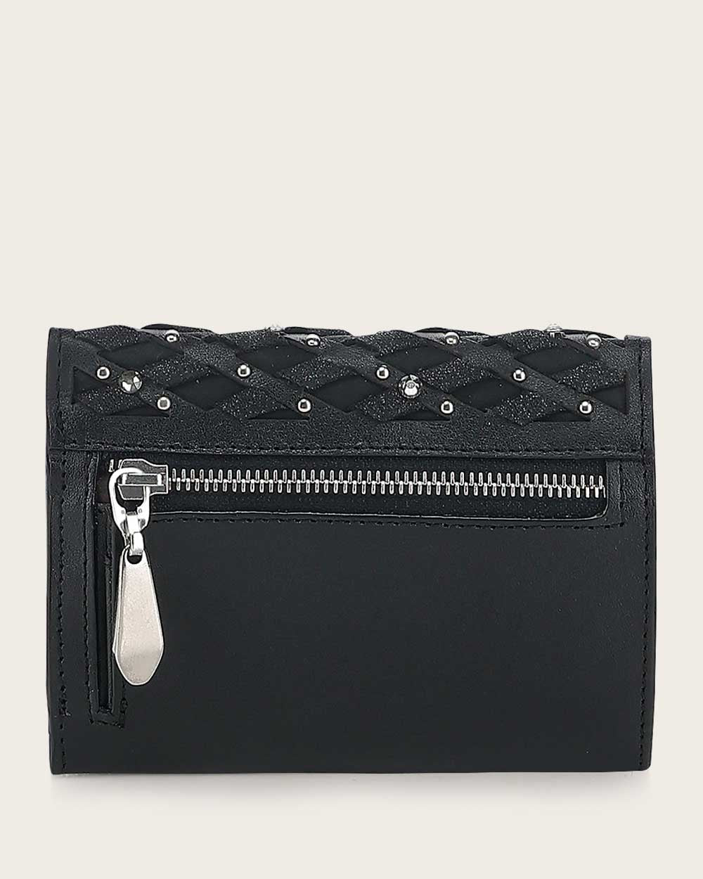 Luxury Women’s Calf Leather Wallet with Genuine Crystals