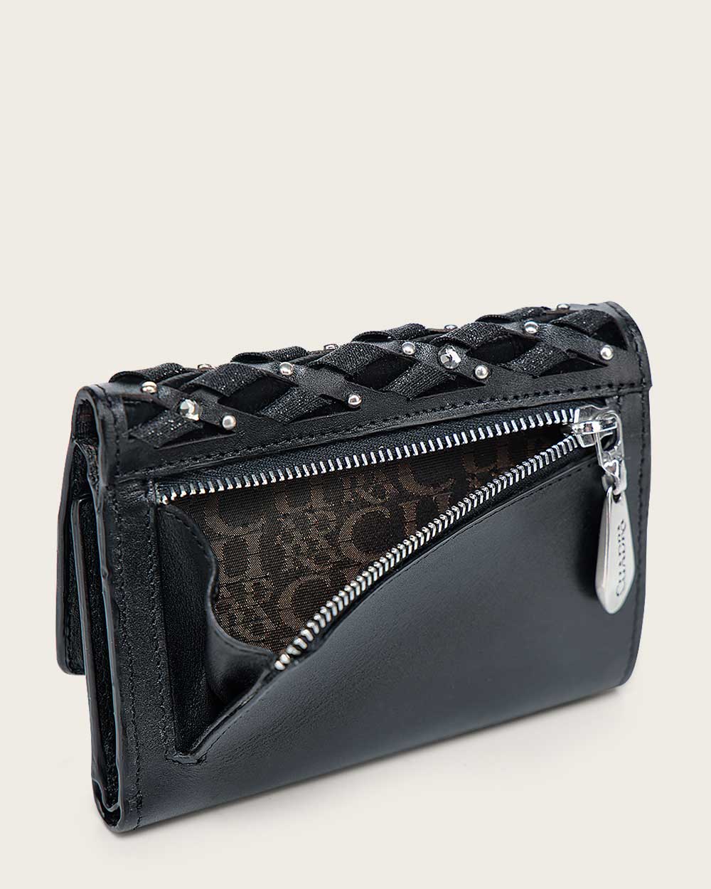 Luxury Women’s Calf Leather Wallet with Genuine Crystals