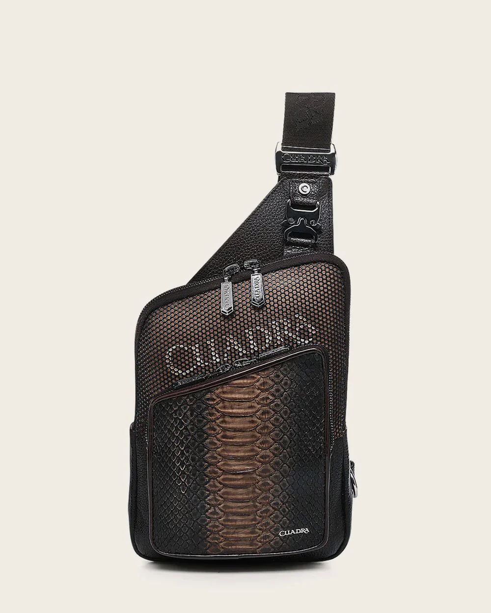 Brown Contrasting Leathers Exotic Messeger Bag 11 Brown Contrasting Leathers Exotic Messeger Bag