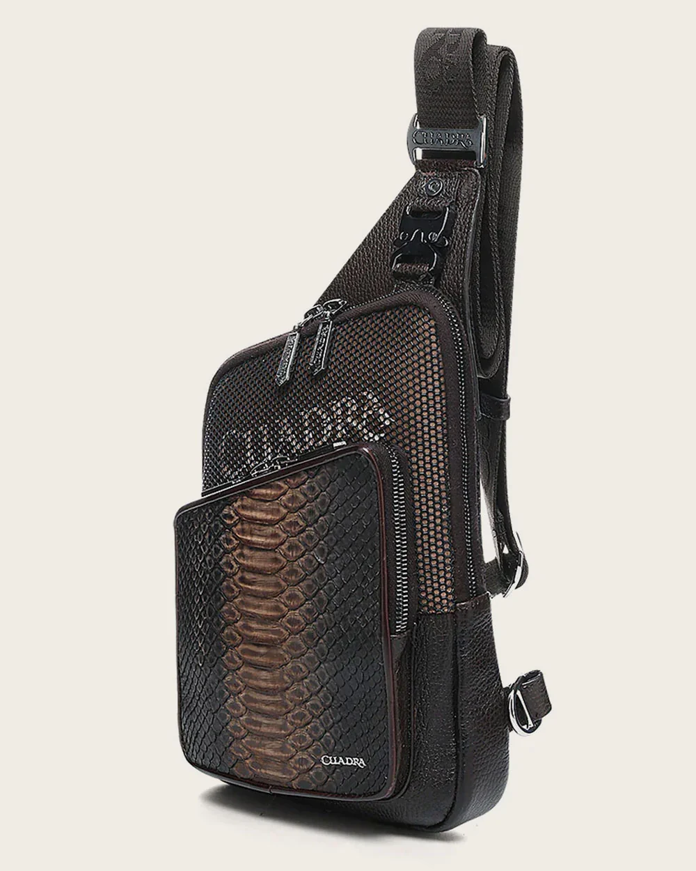 Brown Contrasting Leathers Exotic Messeger Bag 5 Brown Contrasting Leathers Exotic Messeger Bag