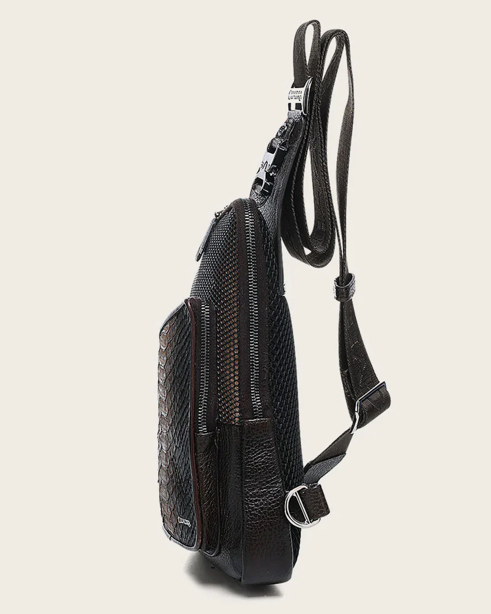 Brown Contrasting Leathers Exotic Messeger Bag 6 Brown Contrasting Leathers Exotic Messeger Bag