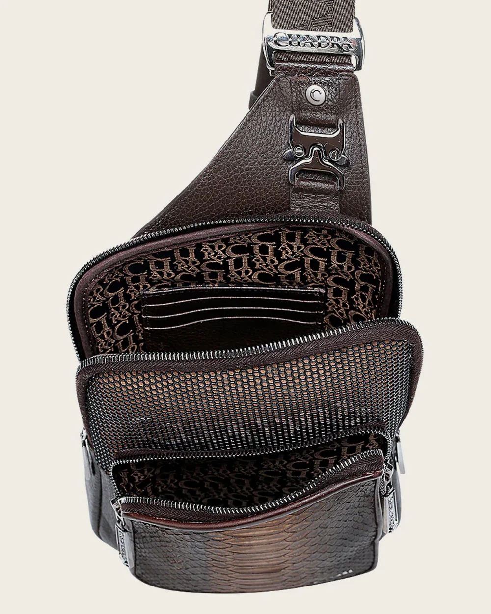 Brown Contrasting Leathers Exotic Messeger Bag 9 Brown Contrasting Leathers Exotic Messeger Bag