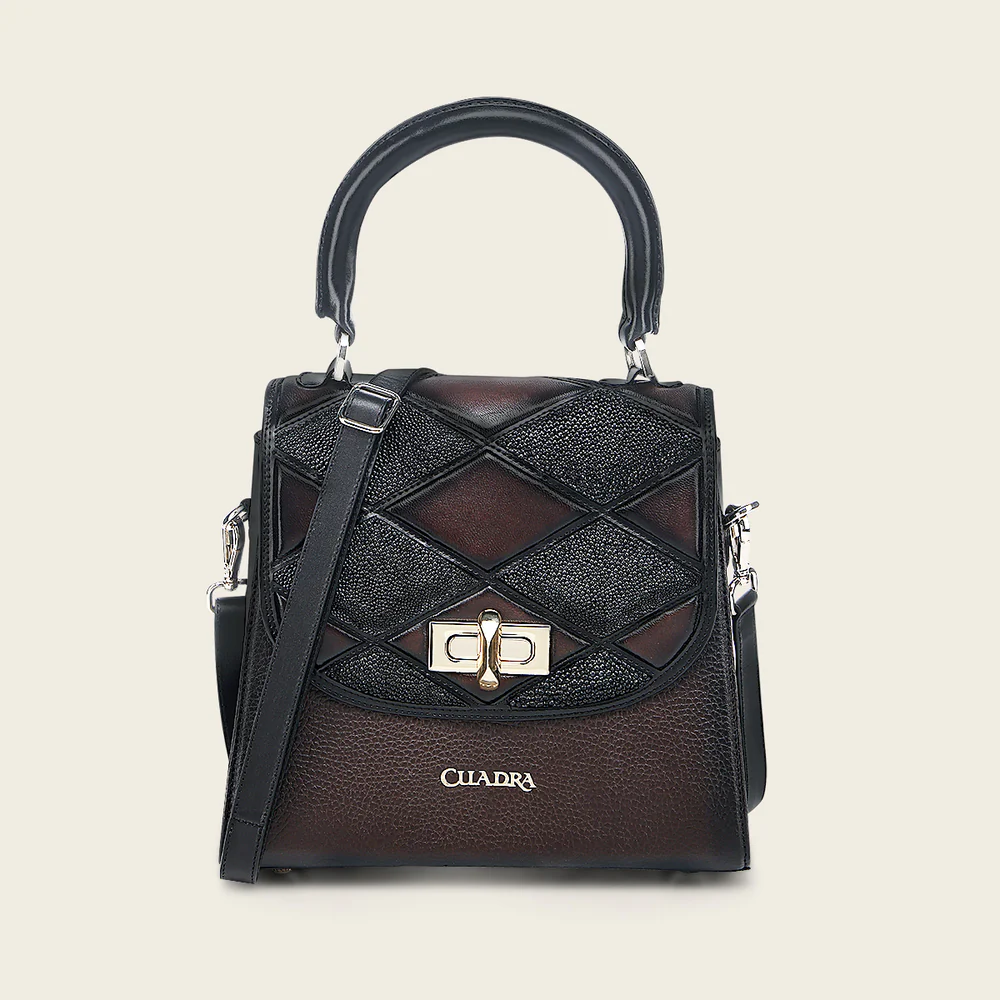Luxury Women’s Chocolate Stingray Leather Top Handle Bag 18 Luxury Women’s Chocolate Stingray Leather Top Handle Bag