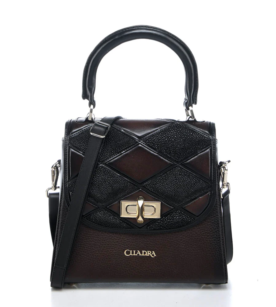 Luxury Women’s Chocolate Stingray Leather Top Handle Bag 6 Luxury Women’s Chocolate Stingray Leather Top Handle Bag