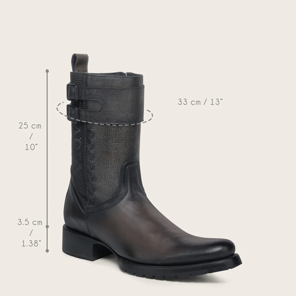 Cuadra Men’s Urban Black Leather Boot with Buckle Straps and Track Sole 11 Cuadra Men’s Urban Black Leather Boot with Buckle Straps and Track Sole